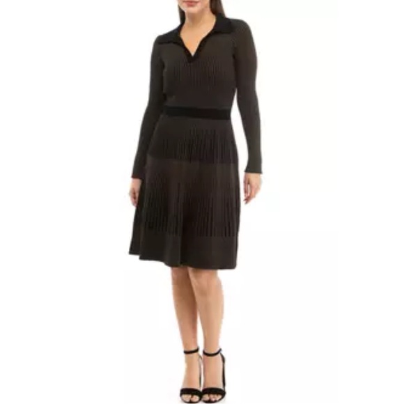 T TAHARI KNIT MIDI FIT & FLARE DRESS - EUC LIKE NEW - Picture 6 of 14